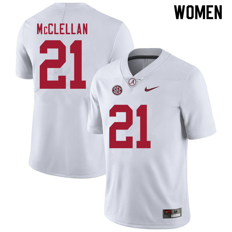 Women #21 Jase McClellan Alabama White Tide College Football Jerseys Sale-White